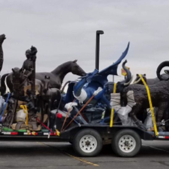 Trailer of Sculptures headed to...well, somewhere.